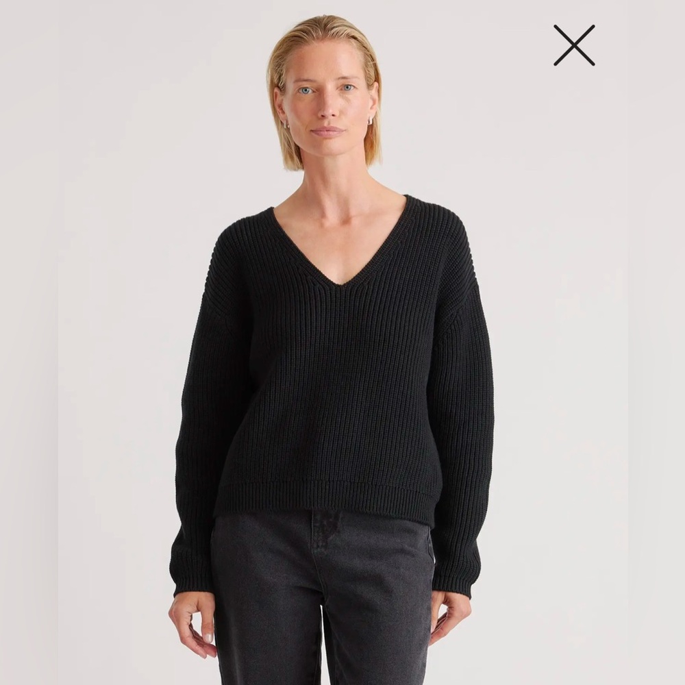 Quince | 100% Organic Cotton Fisherman V-Neck Sweater